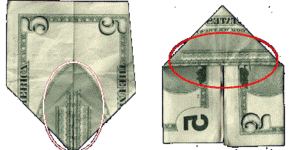 How to fold a 5 dollar bill into the twin towers