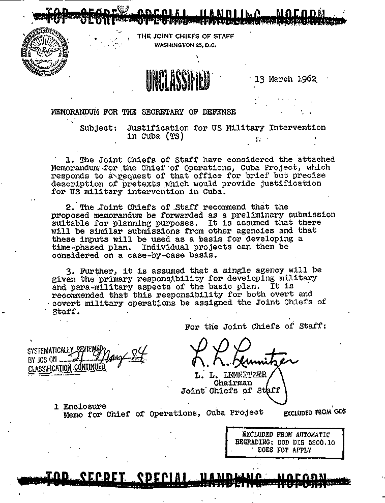 Operation Northwoods Memorandum